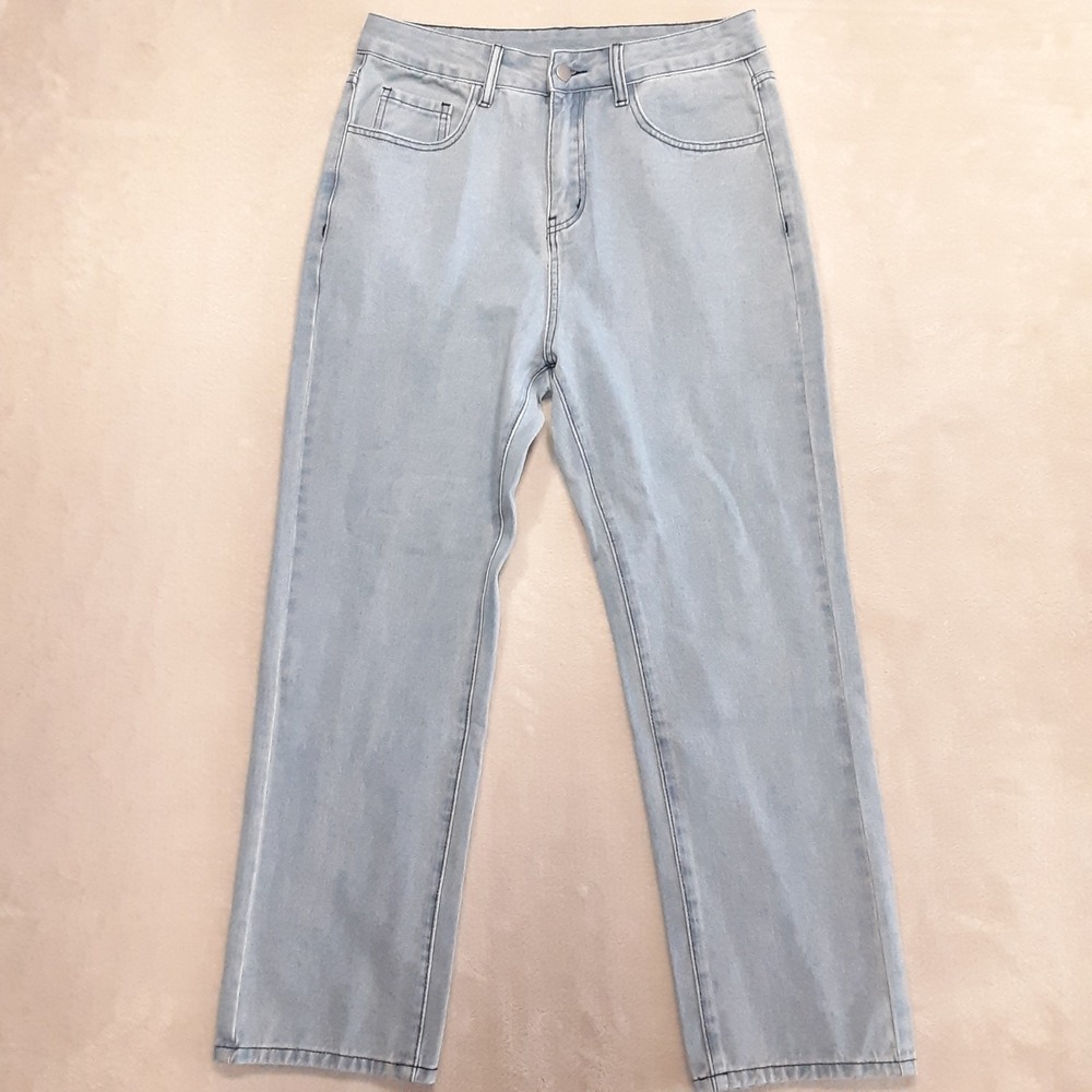 Shein Mens Loose Straight Leg Jeans Sz.XS 30" Waist Lightwash Blue Inseam 27"